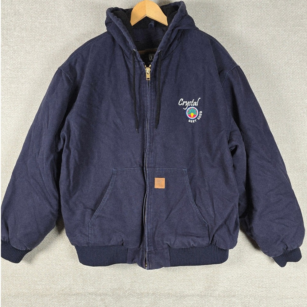 VTG 90s White Bear Clothing Co Active Jacket XL Navy Canvas Workwear Y2K Hood